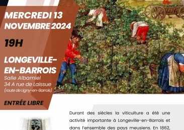 Conférence à Longeville-en-Barrois  « La vigne et le vin en Meuse, des origines à aujourd’hui »